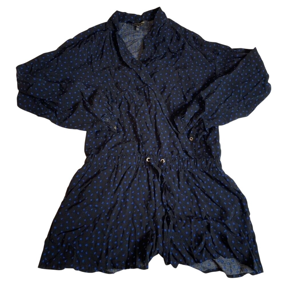 Juicy Couture Black Blue Star Print Drawstring Waist Romper‎ XS